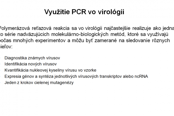 Využitie PCR vo virológii – 1