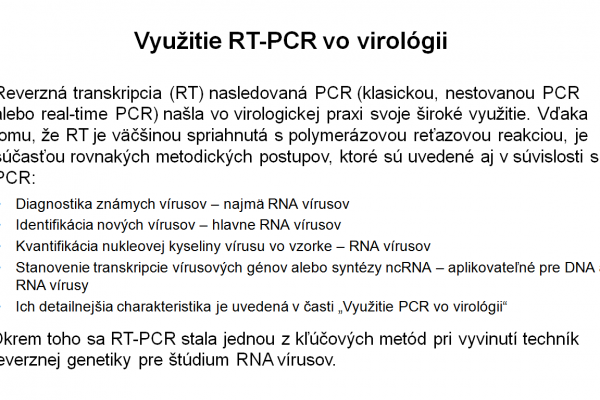 Využitie RT-PCR vo virológii – 1